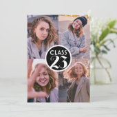 Eenvoudig Zwart Modern Minimaal Afstuderen Fotofee Kaart (Staand voorkant)