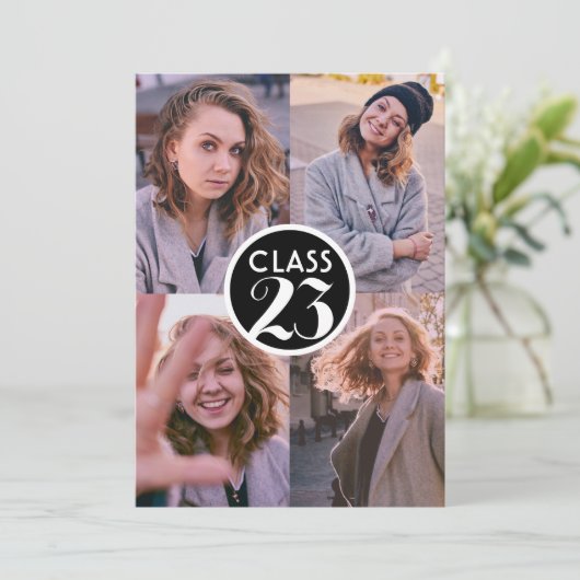 Eenvoudig Zwart Modern Minimaal Afstuderen Fotofee Kaart (Staand voorkant)