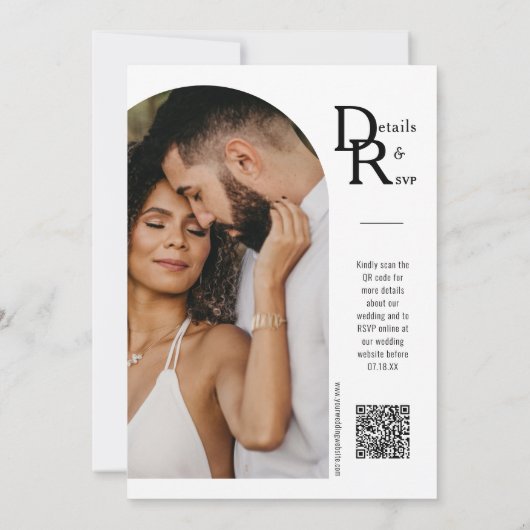 Eenvoudig Zwart Modern Minimalistisch Arch Foto QR Kaart (Achterkant)