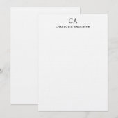 Eenvoudig Zwart Modern Monogram Initiaal Note Kaar Notitiekaartje (Voorkant / Achterkant)