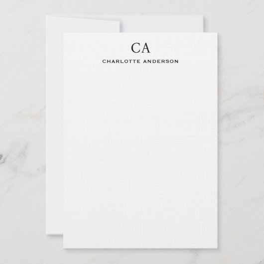 Eenvoudig Zwart Modern Monogram Initiaal Note Kaar Notitiekaartje (Voorkant)