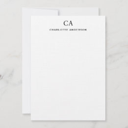 Eenvoudig Zwart Modern Monogram Initiaal Note Kaar Notitiekaartje