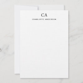 Eenvoudig Zwart Modern Monogram Initiaal Note Kaar Notitiekaartje