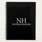 Eenvoudig zwart modern monogram planner (Voorkant)