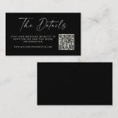 Eenvoudig Zwart Modern Script Bruiloft QR Code Web Informatiekaartje (Voorkant / Achterkant)