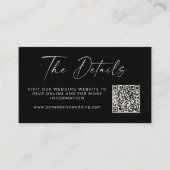 Eenvoudig Zwart Modern Script Bruiloft QR Code Web Informatiekaartje (Voorkant)