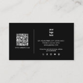 Eenvoudig Zwart Modern Script QR Code Social Media Visitekaartje (Achterkant)