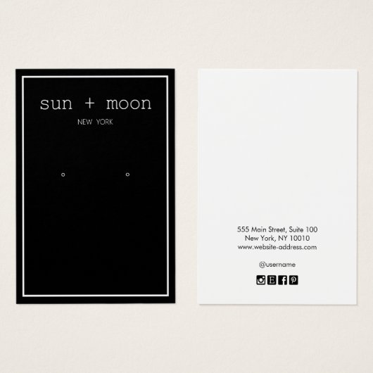 Eenvoudig zwart, modern, sieraden beeldscherm visitekaartje (Voorkant /achterkant)