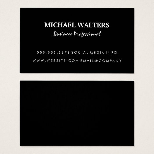 Eenvoudig zwart | Modern Visitekaartje (Voorkant /achterkant)