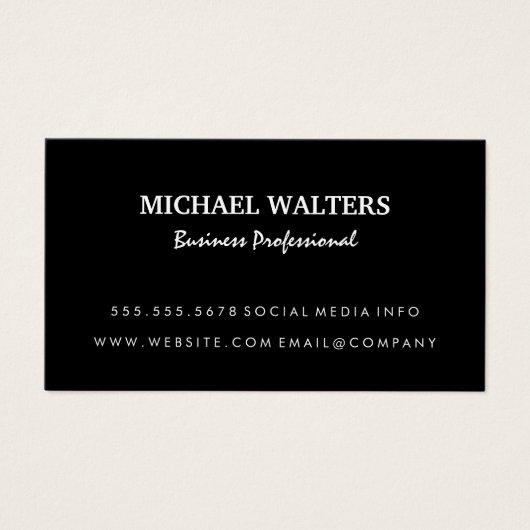 Eenvoudig zwart | Modern Visitekaartje (Voorkant)