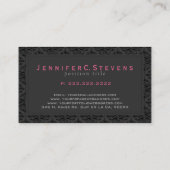 Eenvoudig zwart monochromatische  bloemdamast visitekaartje (Achterkant)