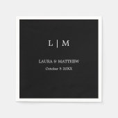 Eenvoudig zwart monogram bruiloft servet (Voorkant)