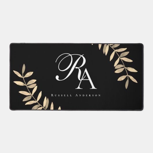 Eenvoudig zwart Monogram Bureaumat (Voorkant)