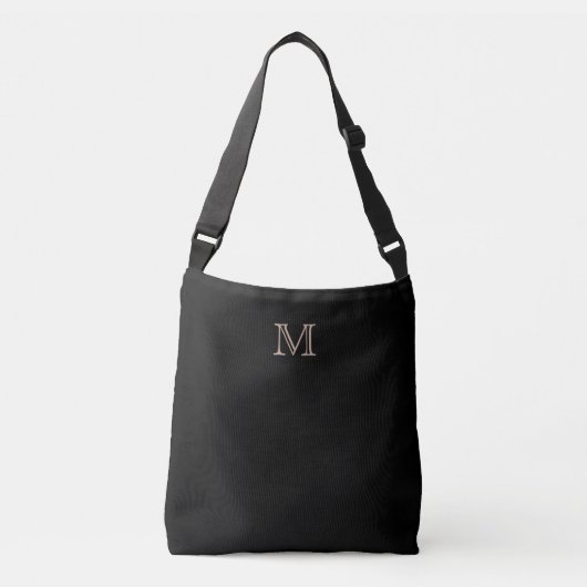 Eenvoudig zwart Monogram Crossbody Tas (Voorkant)