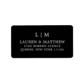 Eenvoudig zwart monogram elegante bruiloft etiket (Voorkant)