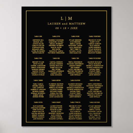 Eenvoudig zwart monogram elegante bruiloft folie afdrukken (Voorkant)