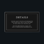 Eenvoudig zwart monogram elegante bruiloft informatiekaartje<br><div class="desc">Eenvoudige kleine trouwbehuizingskaart met een modern, maar elegant design met uw details omgeven door een dunne rand en uw monogram op de achterkant. Alle ontwerpelementen zijn wit boven een zwarte achtergrond en kunnen worden gewijzigd in het ontwerpbewerkingsgereedschap. Een stijlvol en stijlvol ontwerp dat ideaal is voor een minimalistisch koppel. Gebruik...</div>