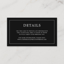 Eenvoudig zwart monogram elegante bruiloft informatiekaartje