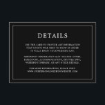 Eenvoudig zwart monogram elegante bruiloft informatiekaartje<br><div class="desc">Eenvoudige trouwbehuizingskaart met een modern, maar elegant ontwerp met uw details omringd door een dunne rand. Al tekst is in wit over een zwarte achtergrond. De doopvonten en de achtergrondkleuren kunnen in om het even welke kleuren worden veranderd u door de knoop "aan te passen" te klikken. Een stijlvol en...</div>