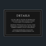 Eenvoudig zwart monogram elegante bruiloft informatiekaartje<br><div class="desc">Eenvoudige trouwbehuizingskaart met een modern, maar elegant ontwerp met uw details omringd door een dunne rand. Al tekst is in wit over een zwarte achtergrond. De doopvonten en de achtergrondkleuren kunnen in om het even welke kleuren worden veranderd u door de knoop "aan te passen" te klikken. Een stijlvol en...</div>