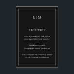 Eenvoudig zwart monogram elegante bruiloft informatiekaartje<br><div class="desc">Eenvoudige Wedding Enclosure-kaart met een modern maar elegant ontwerp met twee Letter-monogram bovenaan en uw ontvangstinformatie omgeven door een dunne rand. Alle ontwerpelementen zijn wit boven een zwarte achtergrond en kunnen worden gewijzigd in het ontwerpbewerkingsgereedschap. Een stijlvol en stijlvol ontwerp dat ideaal is voor een minimalistisch koppel. Deze behuizingskaarten zijn...</div>
