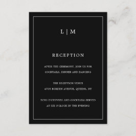 Eenvoudig zwart monogram elegante bruiloft informatiekaartje