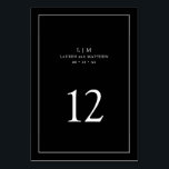 Eenvoudig zwart monogram elegante bruiloft kaart<br><div class="desc">Het eenvoudige Aantal van de Lijst van de Weddenschap met een elegant en tijdloos ontwerp met uw twee brievenmonogram, namen, datum en lijstaantal omringde een dunne grens. Alle ontwerpelementen zijn wit boven een zwarte achtergrond en kunnen worden gewijzigd in alle kleuren die u wenst in het gereedschap voor het bewerken...</div>