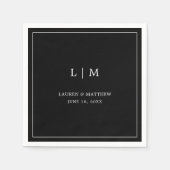 Eenvoudig zwart monogram elegante bruiloft servet (Voorkant)