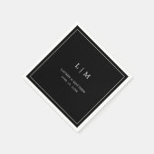 Eenvoudig zwart monogram elegante bruiloft servet (Hoek)