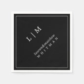 Eenvoudig zwart monogram elegante bruiloft servet (Voorkant)