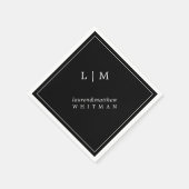 Eenvoudig zwart monogram elegante bruiloft servet (Hoek)
