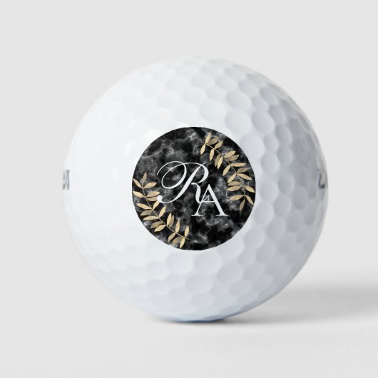 Eenvoudig zwart Monogram Golfballen (Voorkant)