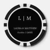 Eenvoudig zwart monogram huwelijk poker chips (Voorkant)