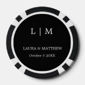 Eenvoudig zwart monogram huwelijk poker chips (Achterkant)