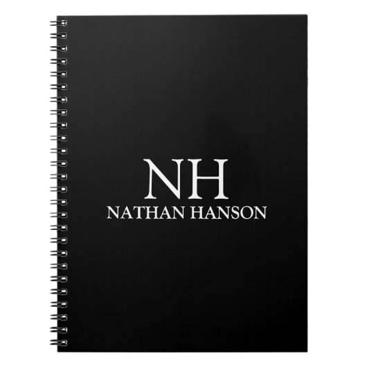 Eenvoudig zwart monogram Modern Notitieboek (Voorkant)