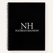 Eenvoudig zwart monogram Modern Notitieboek (Voorkant)