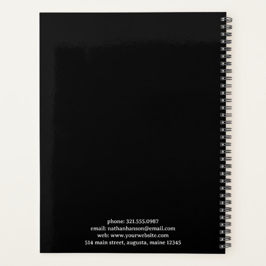 Eenvoudig zwart monogram Modern Planner (Achterkant)