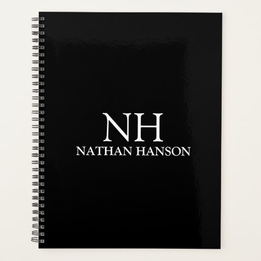 Eenvoudig zwart monogram Modern Planner (Voorkant)