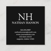 Eenvoudig zwart monogram Modern Vierkante Visitekaartje (Voorkant)