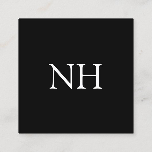 Eenvoudig zwart monogram Modern Vierkante Visitekaartje (Achterkant)