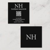 Eenvoudig zwart monogram Modern Vierkante Visitekaartje (Voorkant / Achterkant)