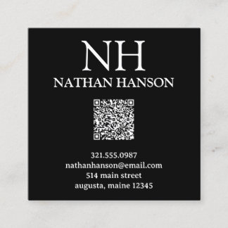 Eenvoudig zwart monogram Modern Vierkante Visitekaartje