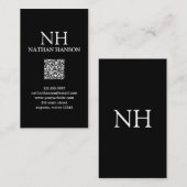 Eenvoudig zwart monogram Modern Visitekaartje (Voorkant / Achterkant)