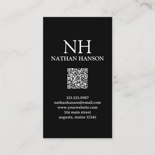Eenvoudig zwart monogram Modern Visitekaartje (Voorkant)