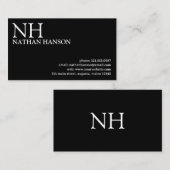 Eenvoudig zwart monogram Modern Visitekaartje (Voorkant / Achterkant)