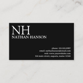 Eenvoudig zwart monogram Modern Visitekaartje