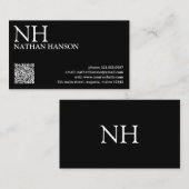 Eenvoudig zwart monogram Modern Visitekaartje (Voorkant / Achterkant)