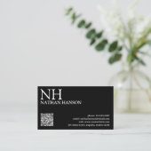 Eenvoudig zwart monogram Modern Visitekaartje (Staand voorkant)