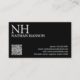 Eenvoudig zwart monogram Modern Visitekaartje