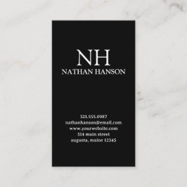 Eenvoudig zwart monogram Modern Visitekaartje